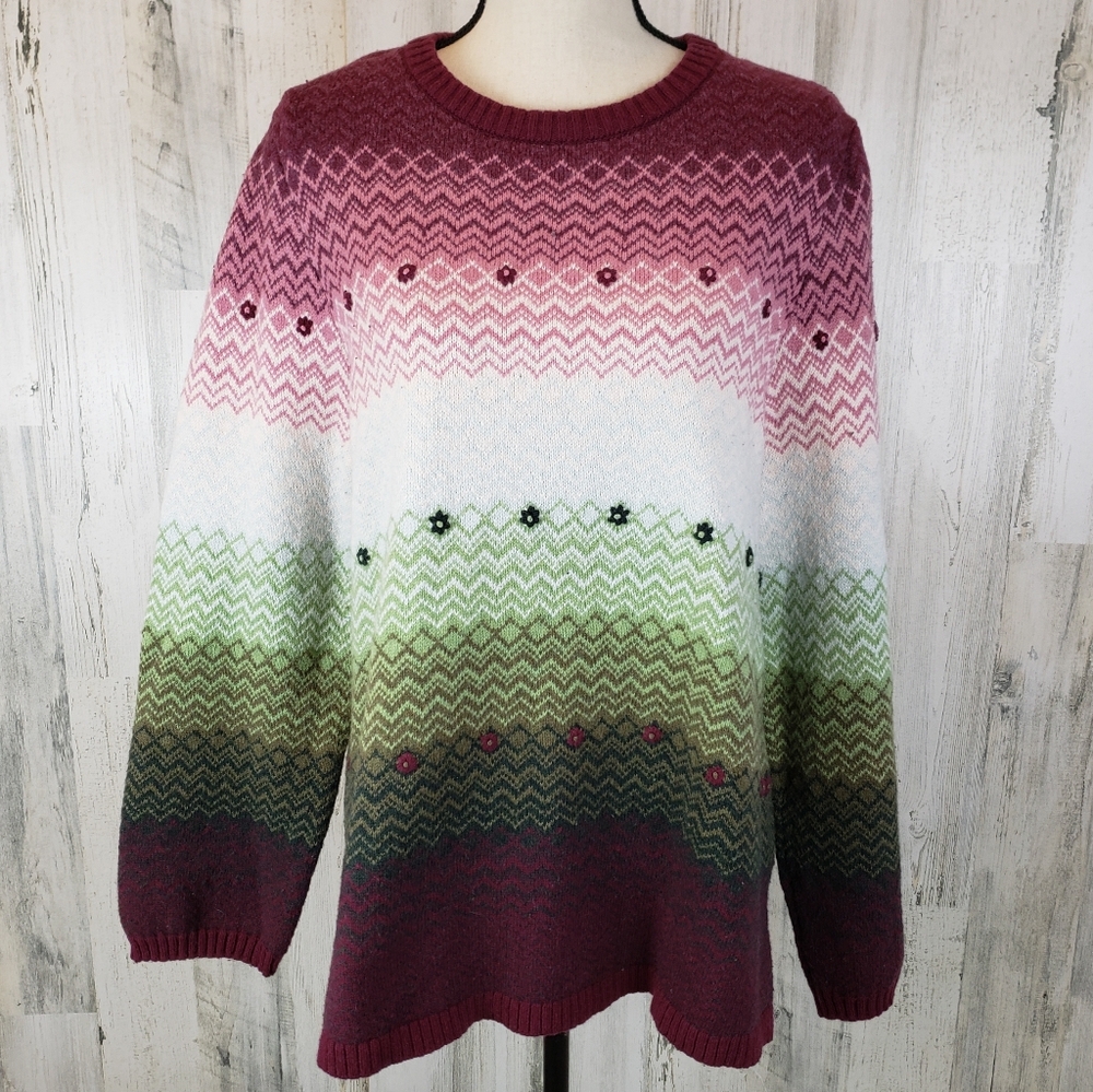 Appleseed's Multicolor Gradient Sweater Size Large